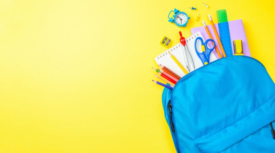 back-to-school backpack with school supplies